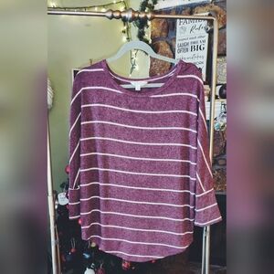 Market and Spruce women's burgundy and white stripes sweater